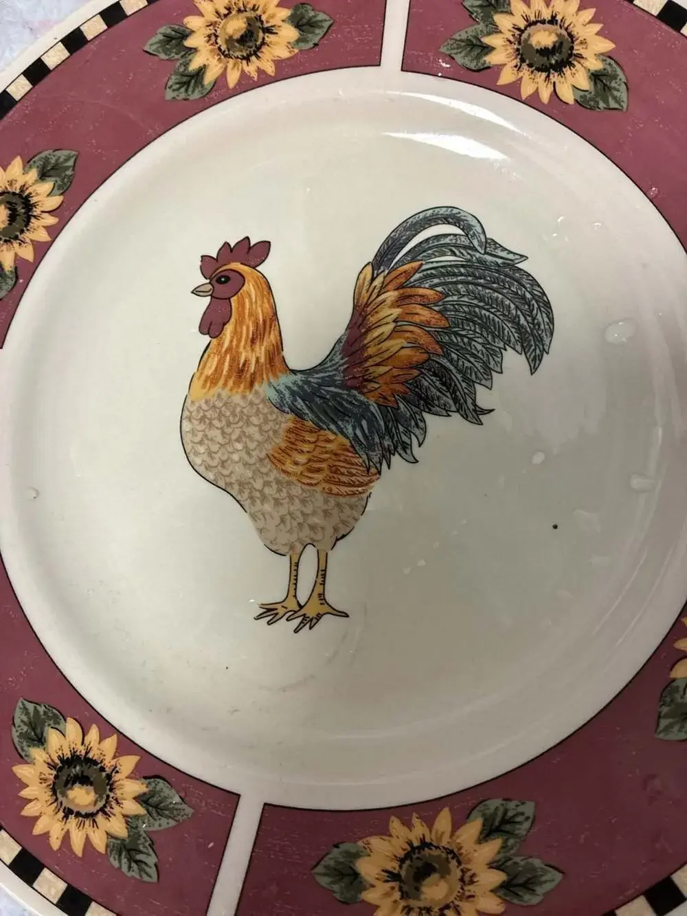 Gibson Everyday Brewster Rooster Dinner Plate Sunflower Country Farmhouse